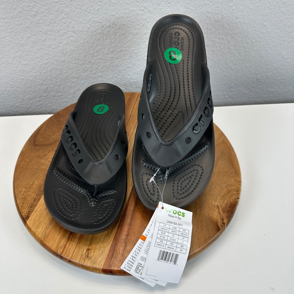 Crocs Baya II Flip Black Thong Sandals 208192-001 Womens 10 Mens 8 - Picture 4 of 6